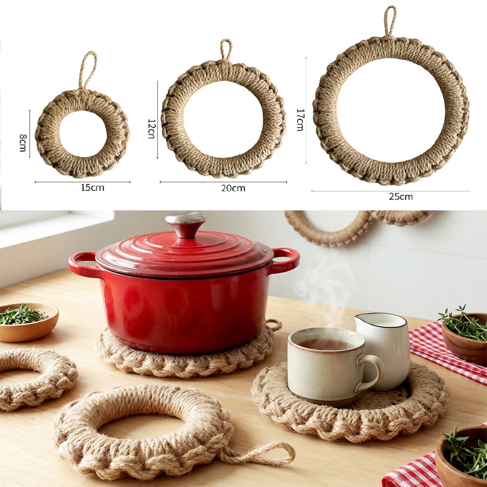 Dosa Pan Iron - 2Pcs Rustic Jute Woven Trivets Boho