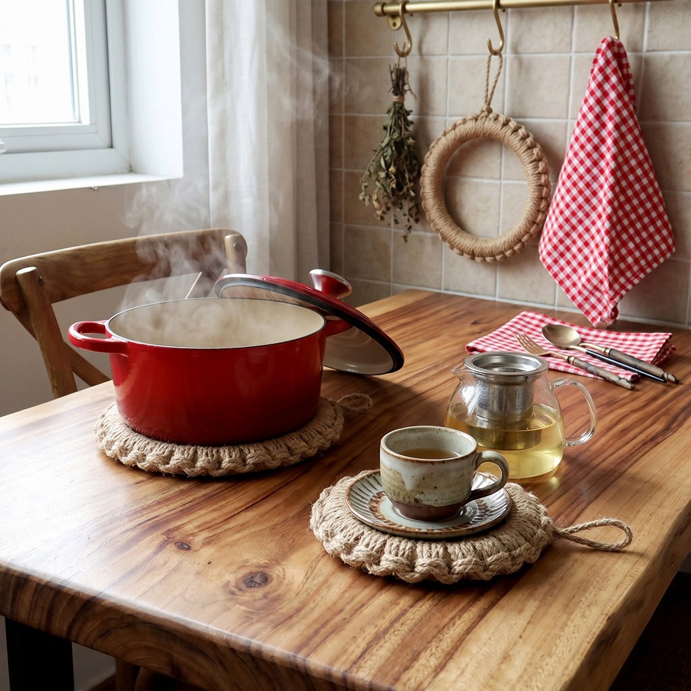 2Pcs Rustic Jute Woven Trivets - огляд і ціна Dosa Pan Iron
